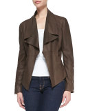 Leather Drape-Front Jacket