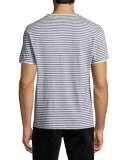 Rylee Pima Cotton Double-Edge Striped T-Shirt, White Multi