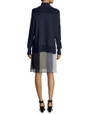 Go Get Layered Mondrian-Print Silk Shift Dress