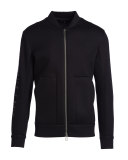 Zip-Up Pique Bomber Jacket, Black
