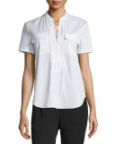 Idella Lace-Up Poplin Shirt