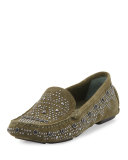 Uma Studded Suede Loafer, Pine