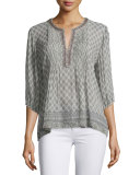 Vik Printed Crinkle Silk Top