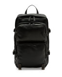 Utilitarian Leather Backpack, Black