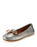 Vasbo Leather Bow Moccasin, Antique Brass