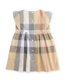 Gertrude Sleeveless Check Dress, Neutral, Size 6M-3