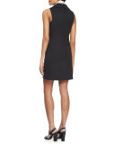 Sleeveless Double-Breasted Shirtdress, Black