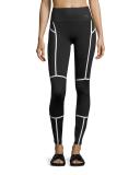 PWRSHAPE High-Waist Performance Tights, Black/White