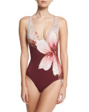 Gilded Garden V-Neck One-Piece Swimsuit