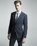 Gregory Melange Windowpane Two-Piece Suit, Navy