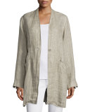Organic Linen One-Button Coat, Natural 