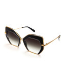 Octavia Geometric Sunglasses, Black
