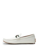 Damo Leather Horsebit Driver, White 