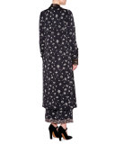 Embellished Reversible Robe-Coat, Black/Multi