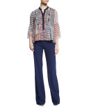 Kimberlee Silk Multipattern Top, Multicolor