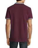 Striped-Trim Polo Shirt, Vendange/Navy Blue