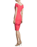 Tasha Off-the-Shoulder Floral-Embroidered Sheath Dress