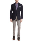 Basketweave Two-Button Silk-Blend Sport Coat, Navy