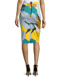 Modern Camo-Print Midi Skirt, Multi