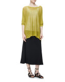 3/4-Sleeve Organic Linen Mesh Box Top