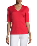 Half-Sleeve V-Neck Top