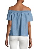 Amesti B Chambray Off-the-Shoulder Top, Blue