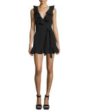 Shenzie Ruffle-Trim Belted Romper, Black