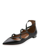 Mischa Strappy Leather Flat, Black