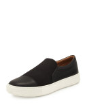 Lago Neoprene & Leather Cap-Toe Skate Sneaker, Black