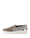 Kyle Perforated Suede Slip-On Sneaker, Pearl Gray