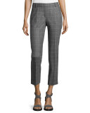Windowpane Slim-Fit Cropped Pants, Gray