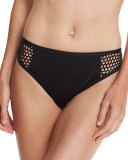 All Meshed Up Hipster Swim Bottom, Black