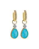Provence Pear Turquoise Doublet Earring Charms with Diamonds