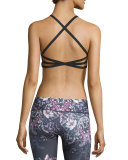 Graphic X-Back Elastic Sports Bra, Calavera