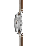 41mm Runwell Leather Strap Watch, White/Brown 