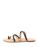 Sarie Strappy Leather Sandal, Black/Buff