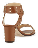 Veto Studded Leather 65mm Sandal, Canyon/Gold