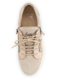 Breck Suede Side-Zip Sneaker, Pallido