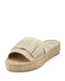 Sammy Fringe Suede Slide Sandal, Bone