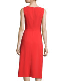 Sleeveless V-Neck Sheath Dress with Inverted Pleat