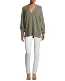 Jabbie V-Neck Tunic Sweater, Dark Pear