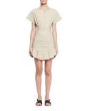Neit Short-Sleeve Stretch Poplin Flounce Dress, Ecru