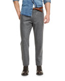 Chalk-Stripe Flannel Pants, Lead