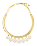 White Pearly Beaded Collar Necklace