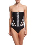 Mio Colorblock Mesh-Panel One-Piece Swimsuit