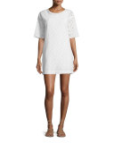 The Eyelet Cotton T-Shirt Dress, Dirty White Eyelet