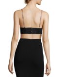 Toria Crepe Bralette Crop Top, Black/Rosetta