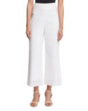 Cropped Eyelet Pants, White 
