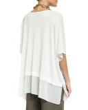 3/4-Sleeve Silk Jersey Easy Top