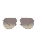 Odin Polarized Squared Aviator Sunglasses, Silver